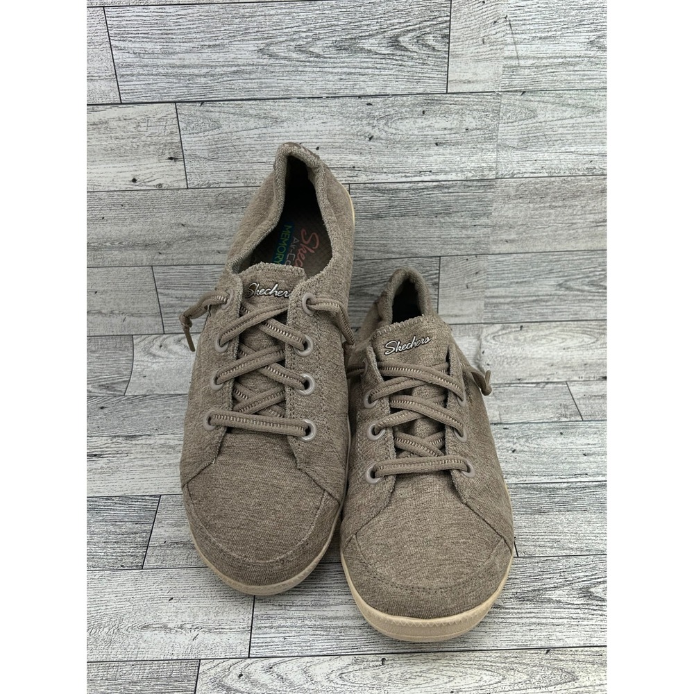 Skechers BOBS B Cute Women 8 Taupe Textile Slip On Sneakers 23945 Memory Foam